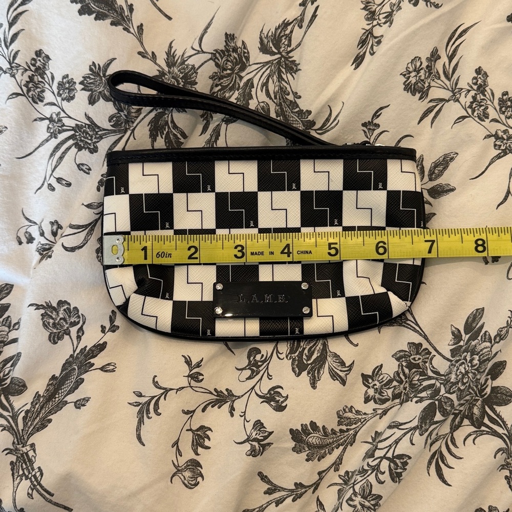 L.A.M.B. Black and White Patterned Wristlet Clutch - Picture 5 of 5